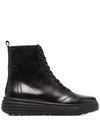 Geox Chunky Lace-up Boots In Schwarz