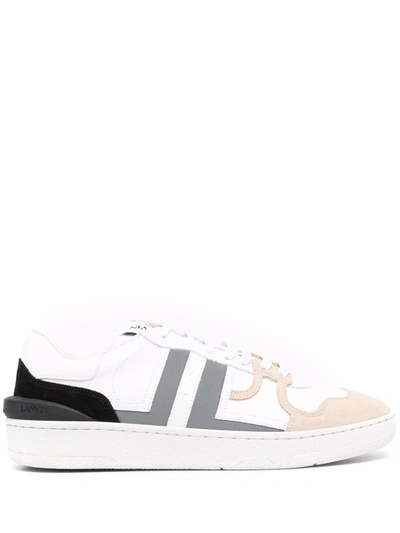 Lanvin Low Clay Low-top Sneakers In White,beige,black