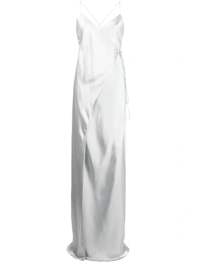 Michelle Mason Silk Wrap Dress In Silber