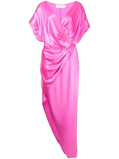 Michelle Mason Silk Wrap Dress In Rosa