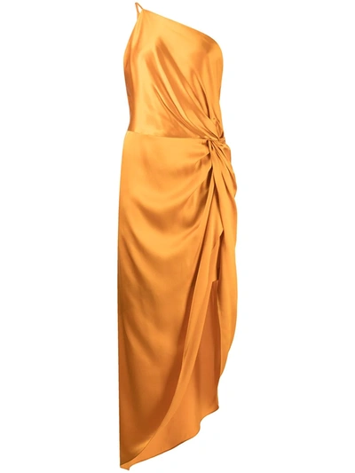 Michelle Mason Twist Knot Silk Dress In Orange