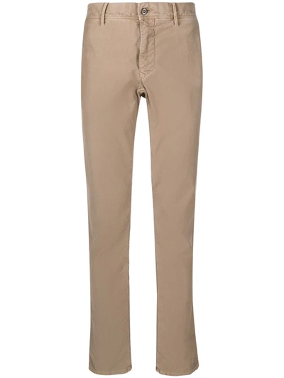 Incotex Logo-plaque Straight-leg Trousers In Nude