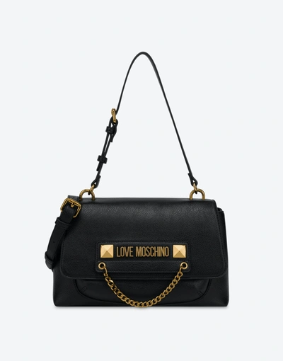 Love Moschino Shoulder Bag With Logo And Chain In Black