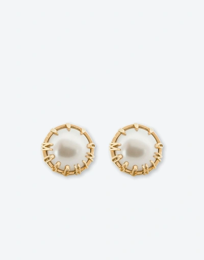 Moschino Clip Earrings With Pearl In Gold