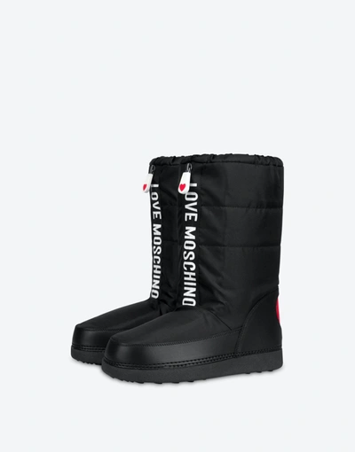 Love Moschino Logo Band Snow Boots In Black