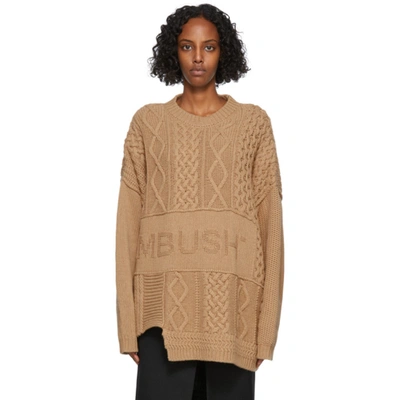 Ambush Beige Patchwork Crewneck Sweater