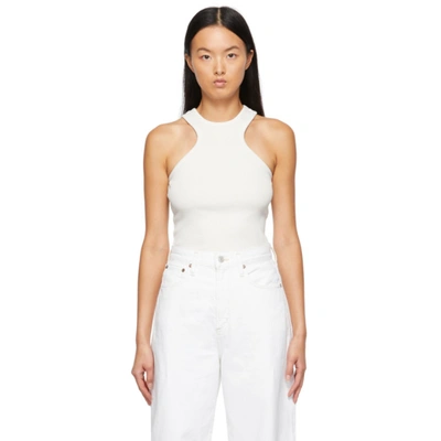 Agolde Off-white Organic Cotton Bea Cutaway Tank Top