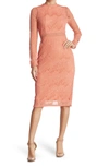 Love By Design Lace Long Sleeve Midi Dress In Canyon Clay