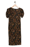 Alexia Admor Draped Shoulder Sheath Dress In Abstract Leopard