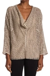 Akris Roman Numeral Cowl Neck Blouse In Canvas