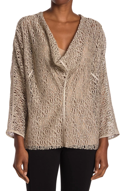 Akris Roman Numeral Cowl Neck Blouse In Canvas