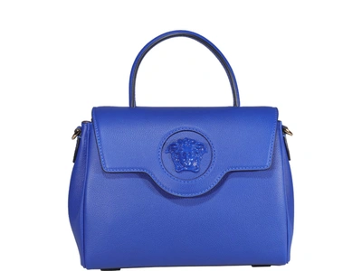 Versace La Medusa Medium Hand Bag In Blue