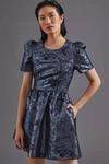 Black Halo Chadwick Puff Sleeve Minidress In Blue