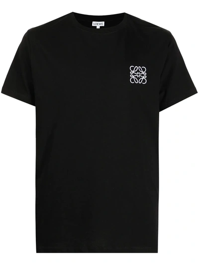 Loewe Anagram-embroidered Cotton-jersey T-shirt In Black
