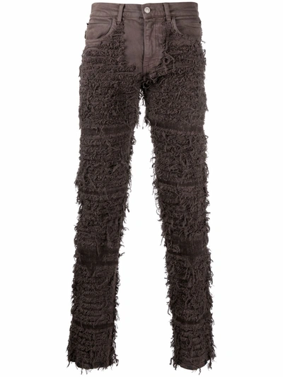 Alyx Frayed Slim-fit Jeans In Brown