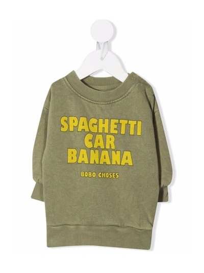 Bobo Choses Babies' Spaghetti Car Banana Sweatshirt In Green