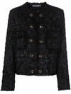 Dolce & Gabbana Lamé Jacquard Gabbana Jacket With Cabochon Dg Buttons In Black