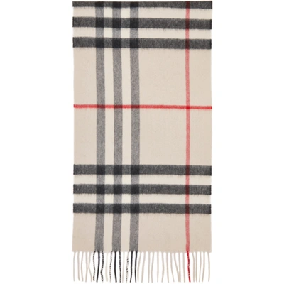 Burberry Off-white Cashmere Check Giant Scarf In White,black,red