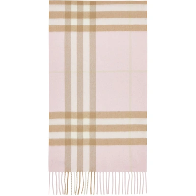 Burberry Mu Giant Scarf With Alabaster Tartan Pattern In Pink