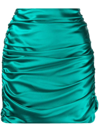 Michelle Mason Silk Gathered Mini Skirt In Blau