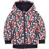 AIGLE AIGLE RED MULTI ALL OVER AIGLE PRINT PUFFER JACKET,M26002