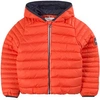 AIGLE AIGLE RED PUFFER JACKET WITH REFLECTIVE TAPE ON HOOD,M56001