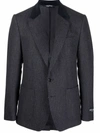 DOLCE & GABBANA GREY SINGLE BREASTED JACKET WITH CONTRASTING LAPELS