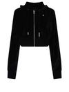 Givenchy Cropped Embellished Crushed-velvet Hoodie In Black
