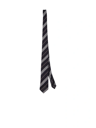 Lardini Striped Tie In Black