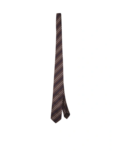 Lardini Striped Tie In Brown