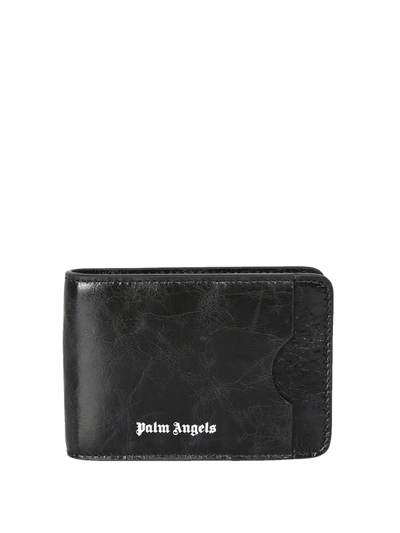 Palm Angels Off-white Printed Card Holder In Black