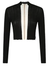 Palm Angels Woman Black Crop Sweater With Contrast Stripe In Black