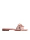 Santoni Allonge Leather Slide Sandal In Pink