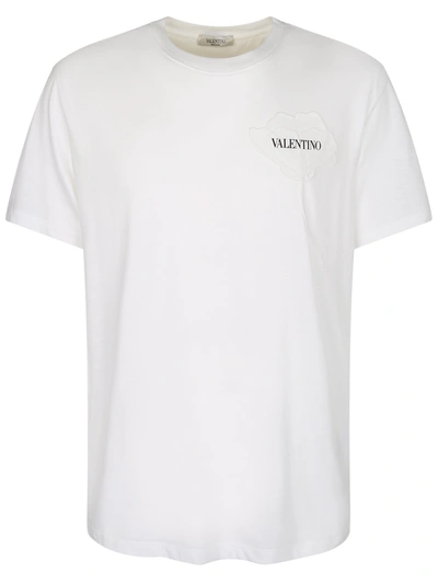 Valentino Flower Embroidered Cotton Jersey T-shirt In White