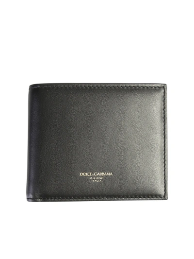 Dolce & Gabbana Logo Print Leather Wallet In Black