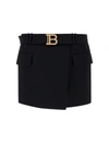 BALMAIN BALMAIN LOGO PLAQUE BELTED MINI SKIRT