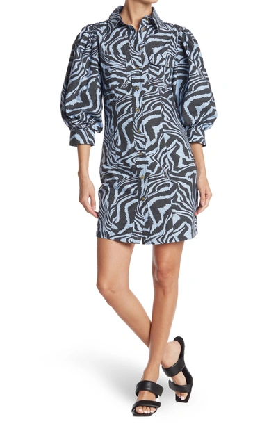 princess polly baby blue dress Ganni Blue Wrap Dress With Small Floral Print  Phoenix Style