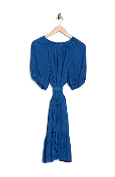 Eliza J Puff Sleeve Belted Drop Waist Dress In Cob