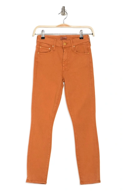 Mother The Looker Crop Skinny Jeans In Leather Brown
