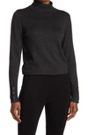 Joseph A Turtleneck Button Sleeve Pullover Sweater In Charcoal Heather