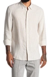 Vince Stripe Linen Button-down Shirt In Ash/ Off White