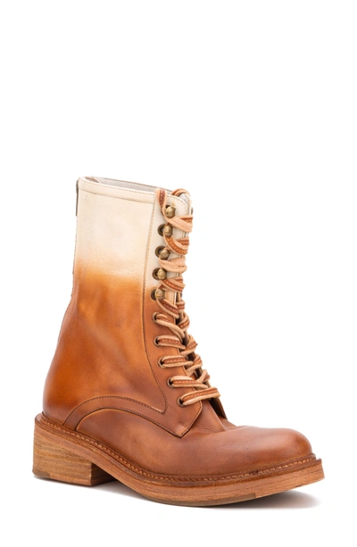 Vintage Foundry Adalina Dip Dyed Leather Boot In Black Faded