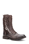 Vintage Foundry Windsor Leather Fishnet Cutout Boot In Brown
