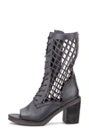 Vintage Foundry Normandy Leather Fishnet Cutout Block Heel Boot In Black