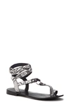 Vintage Foundry Vina Snake Embossed Leather Ankle Strap Flat Sandal In White
