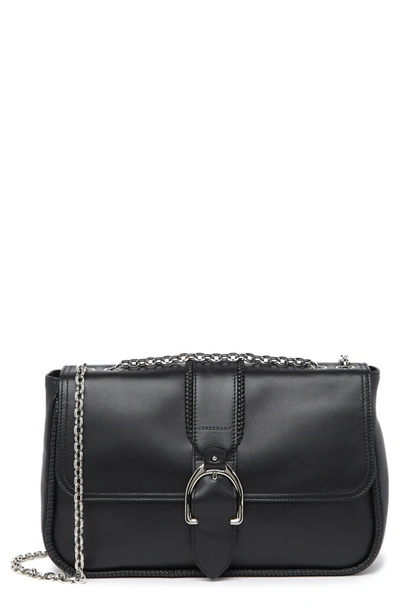 Longchamp Leather Crossbody Bag In Black