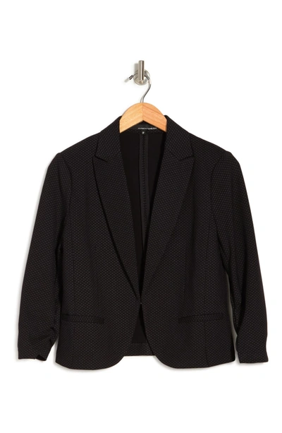 Amanda & Chelsea Amanda And Chelsea 3/4 Scrunch Sleeve Notch Collar Blazer In Black/ Grey