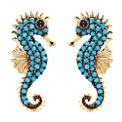 Latelita Seahorse Turquoise Earrings Gold