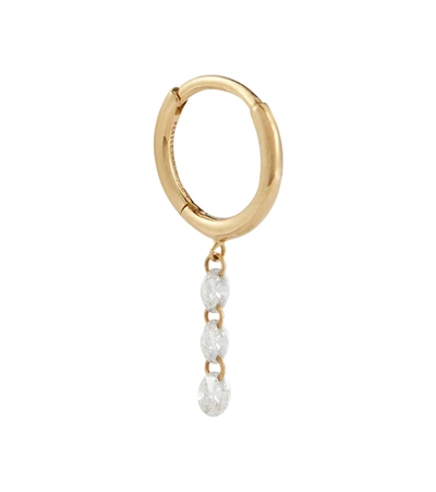 Persée Rose Gold And Diamond Piercing Single Drop Huggie Earring In Yellow Gold