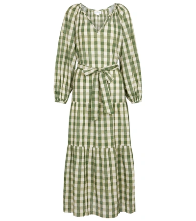 Velvet Trish Cotton Long-sleeved Dress In Green